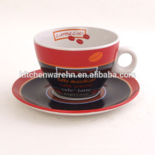 Haonai M-10495 ceramic/porcelain latte cafe cup with saucer with your design